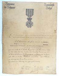 Dipl&ocirc;me D&eacute;coration militaire de 2&egrave;me Classe Royaume de Belgique A&eacute;ronautique 1934
