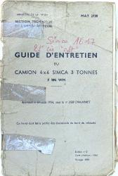 Guide d&#039;entretien MAT 2720 Camion 4x4 Simca 3 tonnes F 594 WM
