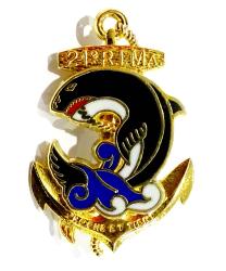 Insigne 21&deg; R&eacute;giment d&rsquo;Infanterie de Marine. Drago microfusion, ANC.