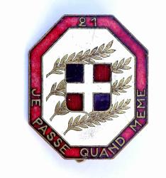 Insigne 21&deg; r&eacute;giment d&#039;Infanterie   Arthus Bertrand , &eacute;mail, dos lisse.
