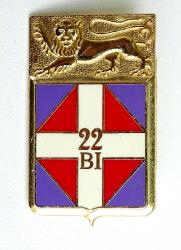 Insigne 22 &egrave;me Bataillon d&#039;Infanterie Retirage