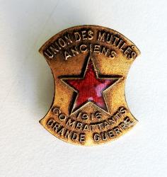 Insigne Union des Mutil&eacute;s Anciens Combattants de la Grande Guerre 1916