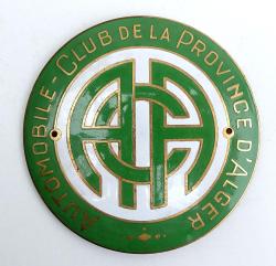 Insigne de calandre Automobile Club de la Province d&#039;Alger ACA  Email