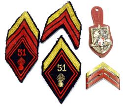 Lot Losanges et insigne 51eme R&eacute;giment d&#039;infanterie
