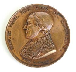 M&eacute;daille en cuivre 1849 Exp&eacute;dition de Rome Pius IX  Religioni ut olim assertae gallia victrix  L. Schmitt