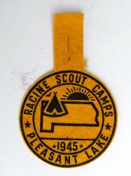 Patch en feutrine Racine Scout Camps Pleasant Lake 1945. USA