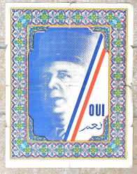Rare affiche Oui bilingue franco-arabe  R&eacute;ferendum 5&deg; R&eacute;publique De Gaulle 1958
